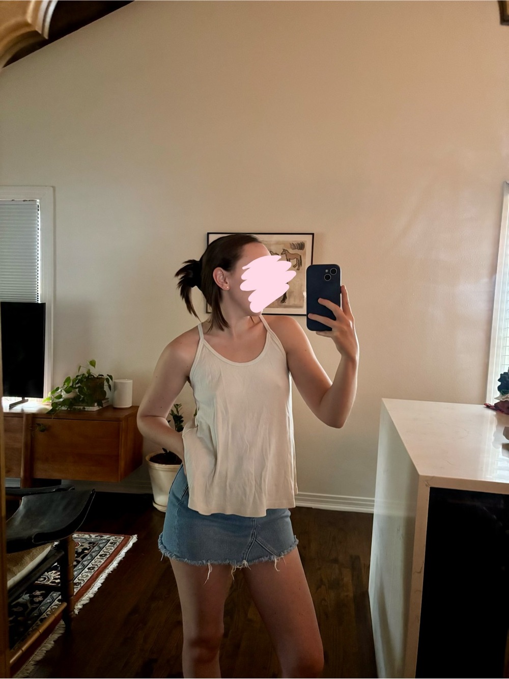 Cream Scoop-Neck Chemise Tank
